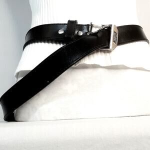 💎Dickies Genuine Black Leather Belt 46 to 48 Waist Curved Strap